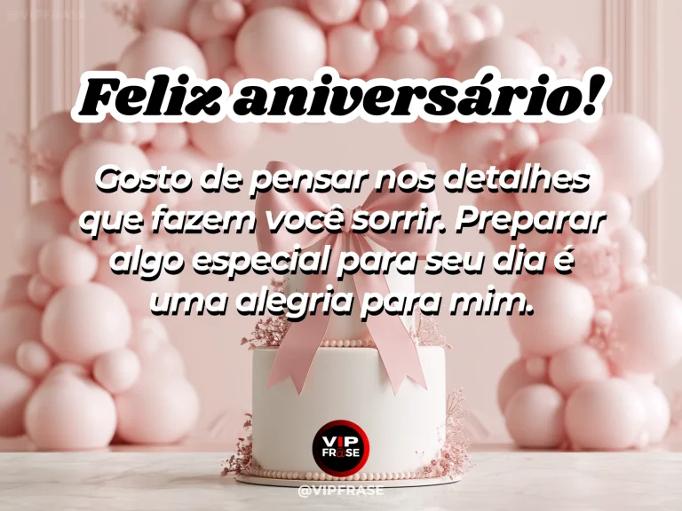 Mensagem de aniversário para esposa sobre carinho e admiração, com cenário romântico iluminado.