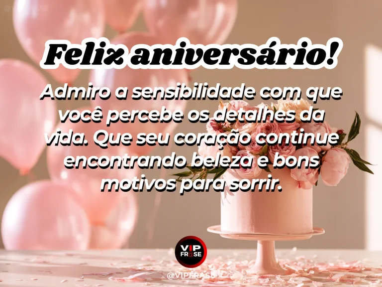 Mensagem de aniversário para esposa sobre carinho e admiração, com cenário romântico iluminado.