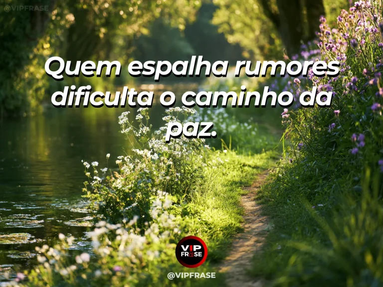 Arte com frase de paz sobre prudência nas palavras, em cenário de jardim florido.