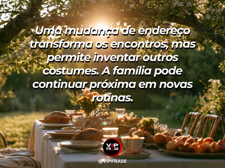 Mensagem sobre família e afeto que atravessa novos endereços, com varanda florida com vista ampla para colinas.