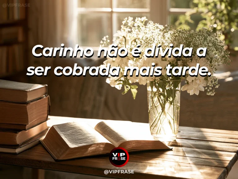 Arte com frase sobre família e afeto sem cobranca, em cena de buquê simples deixado sobre mesa sem embrulho.