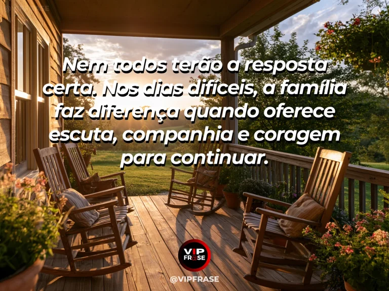 Mensagem sobre apoio familiar em uma varanda acolhedora depois da chuva.