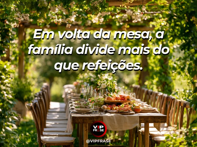 Mensagem sobre encontros de família com mesa de almoço compartilhado.