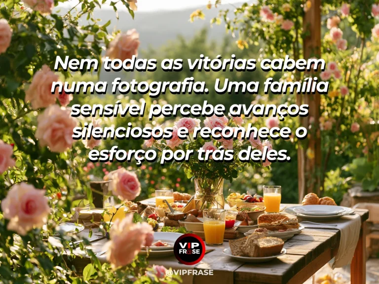 Mensagem sobre família e o afeto nas conquistas discretas, com pequenas flores novas brotando junto de flores maduras.