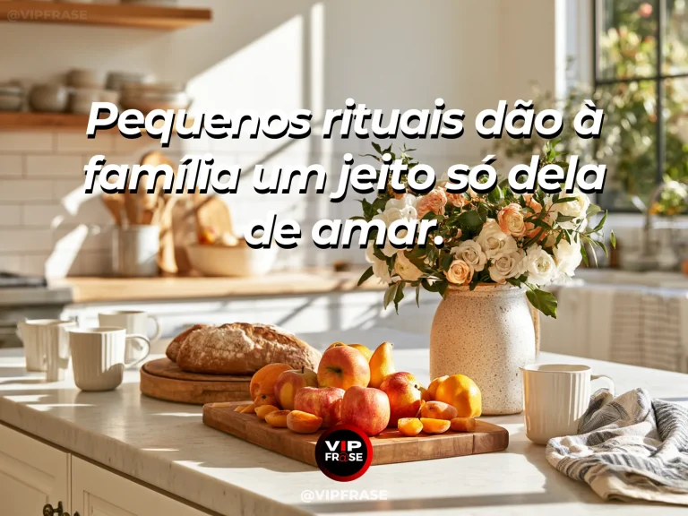 Mensagem sobre tradições de família com preparo coletivo de biscoitos.