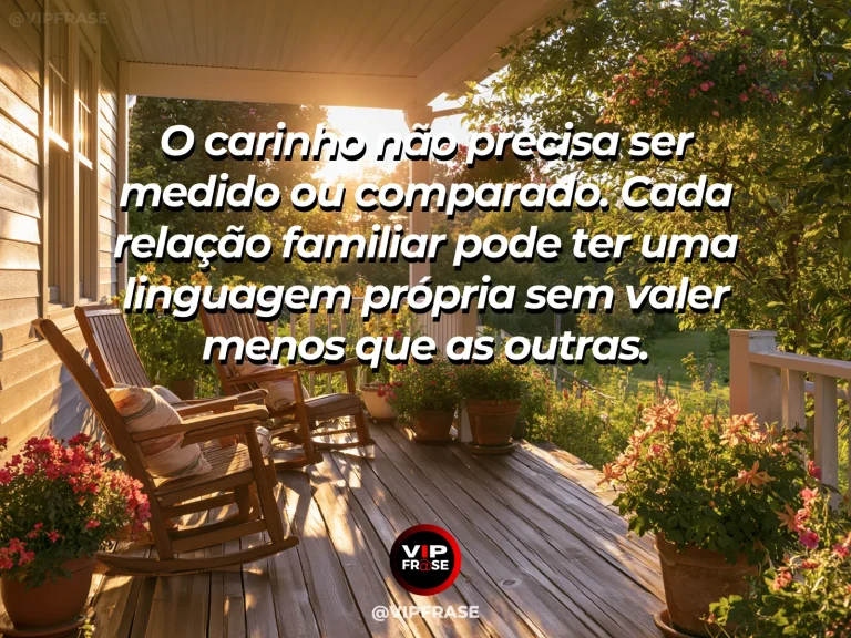 Frase sobre família e um lar onde ninguém disputa afeto, com mesa de madeira com arranjos de flores diferentes e luz natural.