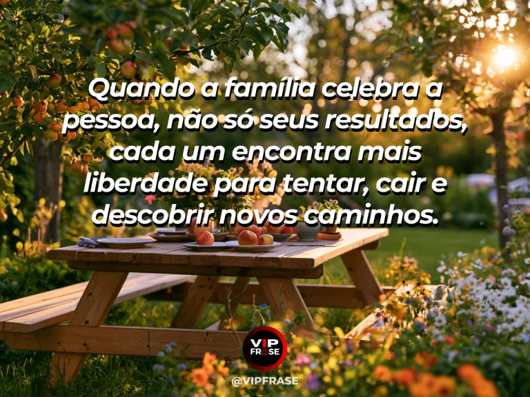 Mensagem sobre família e um lar que não mede conquistas, com canteiro com mudas brotando em estágios diferentes.