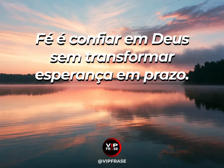 Frase de fé sobre confiança sem impor prazos a Deus, com deserto claro ao amanhecer com pequenas flores depois da chuva.