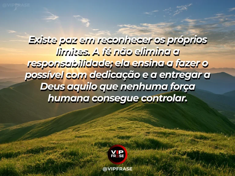 Mensagem de fé sobre fé, responsabilidade e entrega, com mirante natural sobre montanhas sob um céu amplo e luminoso.