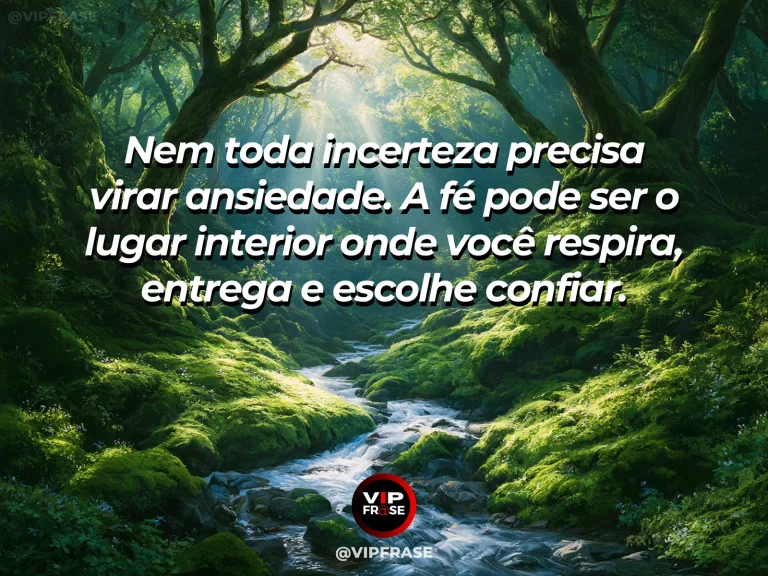 Frase de fé sobre paz em meio à incerteza, com jardim japonês com lago, carpas e folhas vermelhas e douradas.
