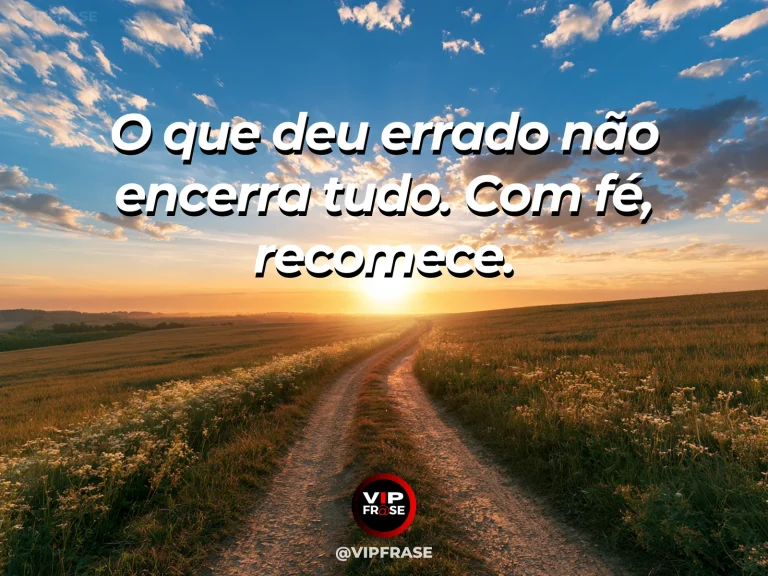 Mensagem de fé sobre fé e recomeço depois de falhas, com trilha ainda molhada pela chuva conduzindo a uma paisagem ensolarada adiante..