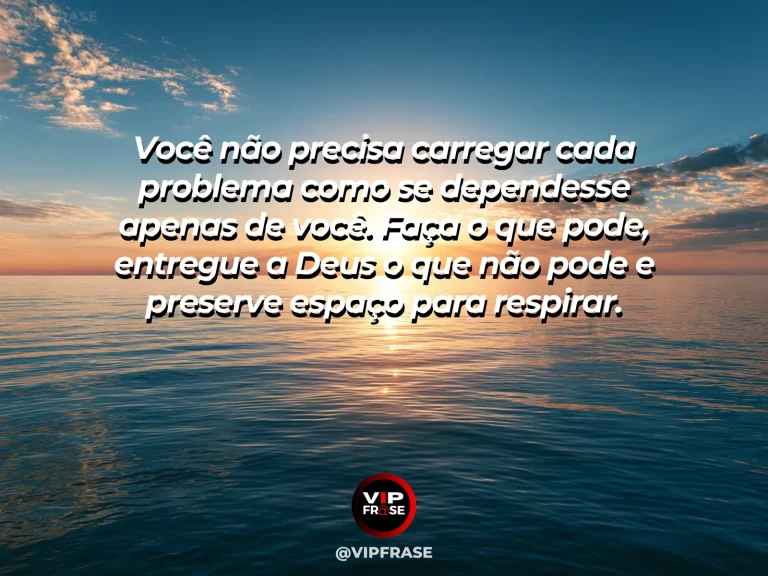 Mensagem de fé sobre seguir com o coração leve, com lagoa turquesa cercada por montanhas e pinheiros.