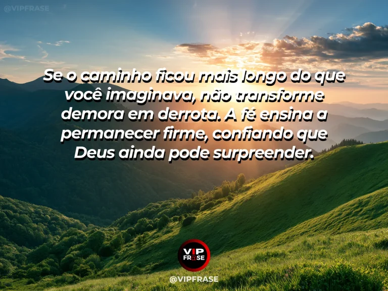 Mensagem de fé sobre não desistir no caminho, com caminho costeiro sobre falésias verdes.