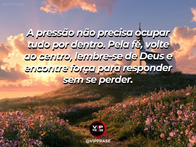Mensagem de fé sobre fé e força em meio à pressão, com árvore antiga e frondosa em uma planície aberta.