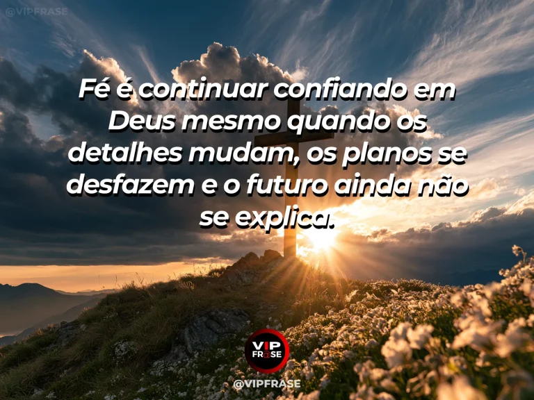 Frase de fé com vale amplo sob nuvens em transformação, com luz intensa se abrindo no horizonte.