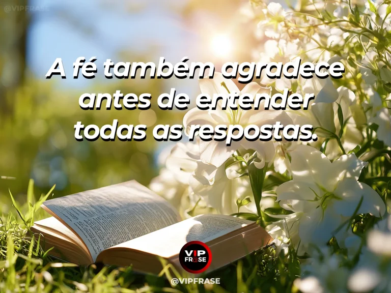 Mensagem de fé sobre fé e gratidão a Deus, com vinhedo iluminado no fim da tarde.