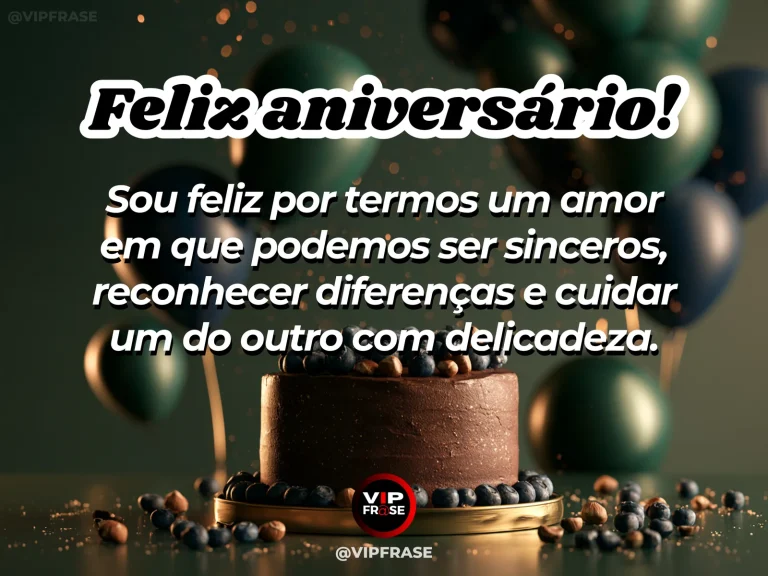 Mensagem de aniversário para namorado sobre amor, com lago sereno com árvores floridas.
