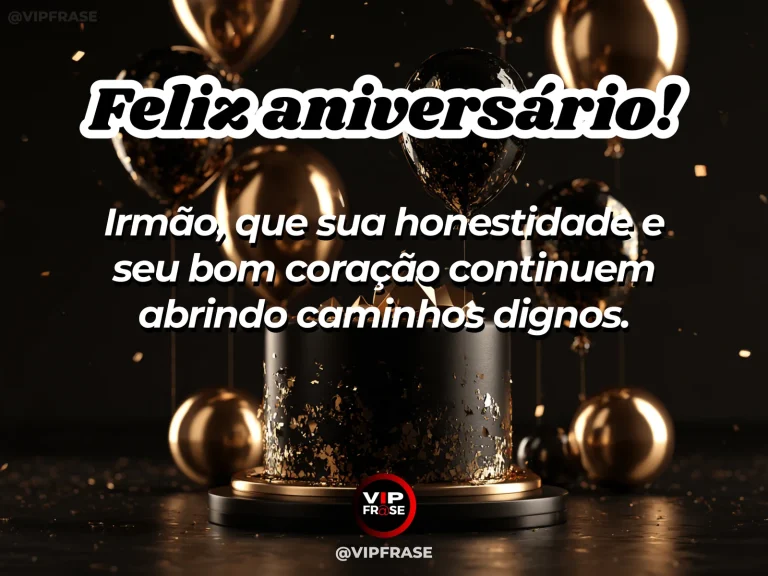 Mensagem de aniversário para irmão sobre aprendizado, com bolo elegante com detalhes dourados.