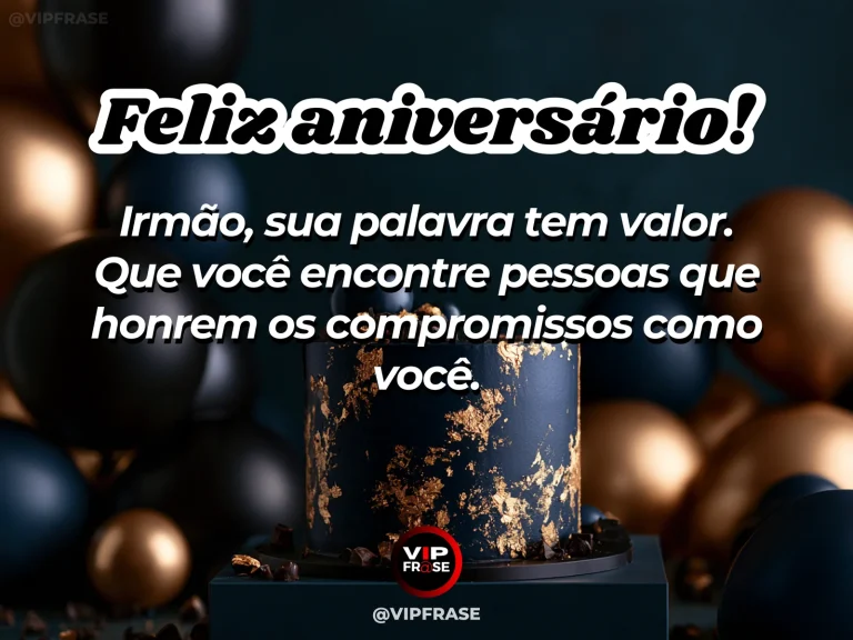 Mensagem de aniversário para irmão sobre confianca, com cenário festivo em azul e dourado.
