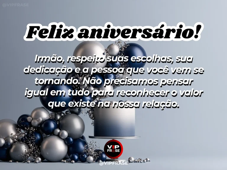 Mensagem de aniversário para irmão sobre família, com duas plantas floridas e bolo.