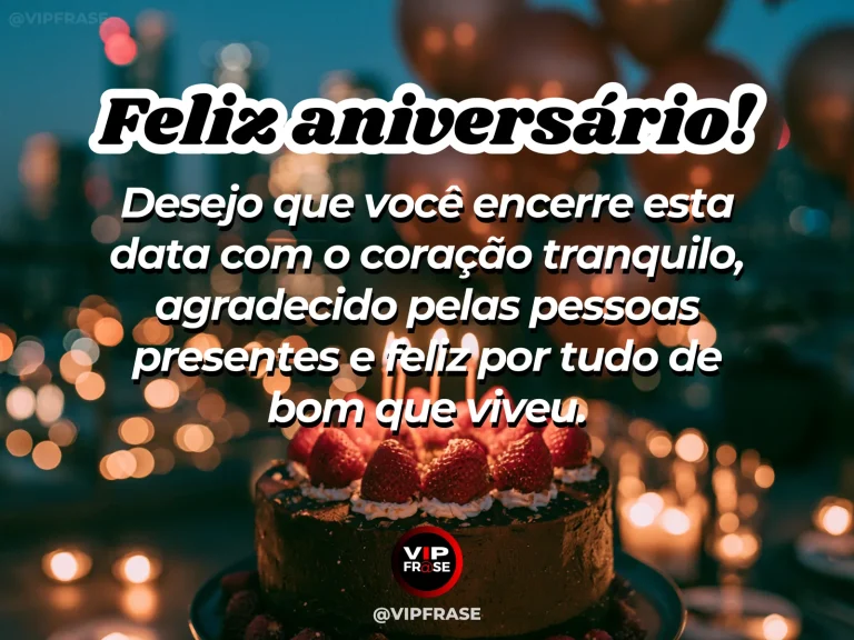 Mensagem de aniversário sobre gratidão, com mesa no fim da tarde.