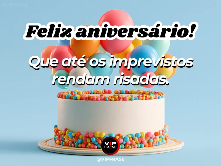 Mensagem de aniversário para WhatsApp sobre bom humor, com joyful colorful confetti and playful birthday cupcakes.