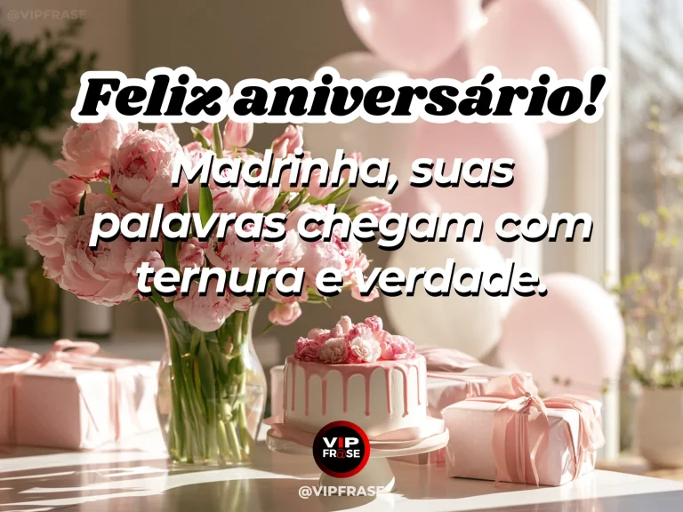 Mensagem de aniversário para madrinha sobre carinho, com table with an elegant handwritten blank card.