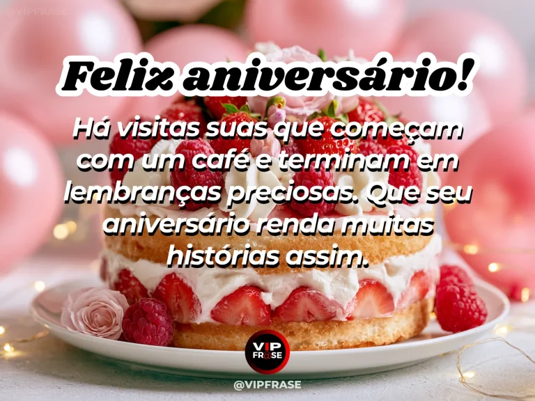 Mensagem de aniversário para madrinha sobre felicidade, com elegant café terrace with flowers and porcelain coffee cups.