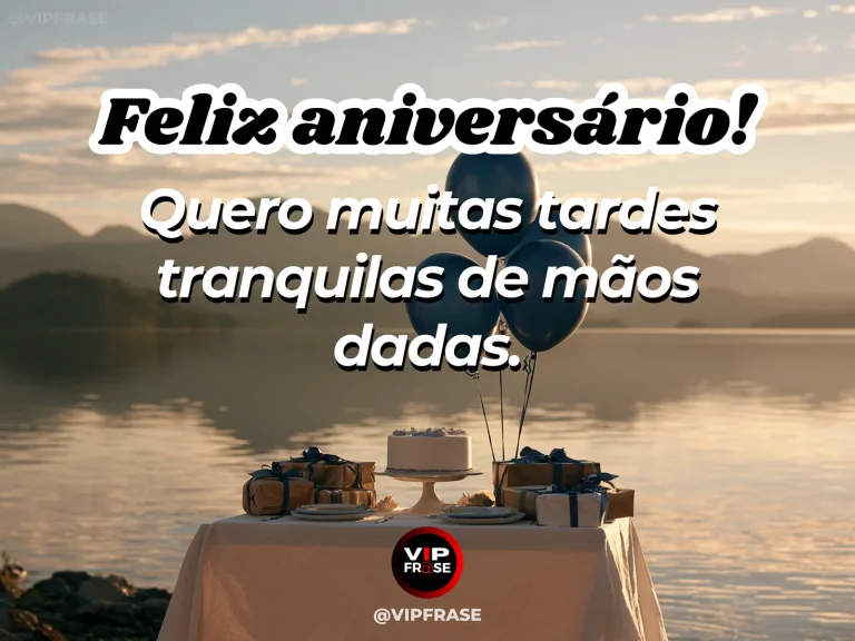 Mensagem de aniversário para namorado sobre amor, com passeio junto a lago tranquilo com flores no primeiro plano.