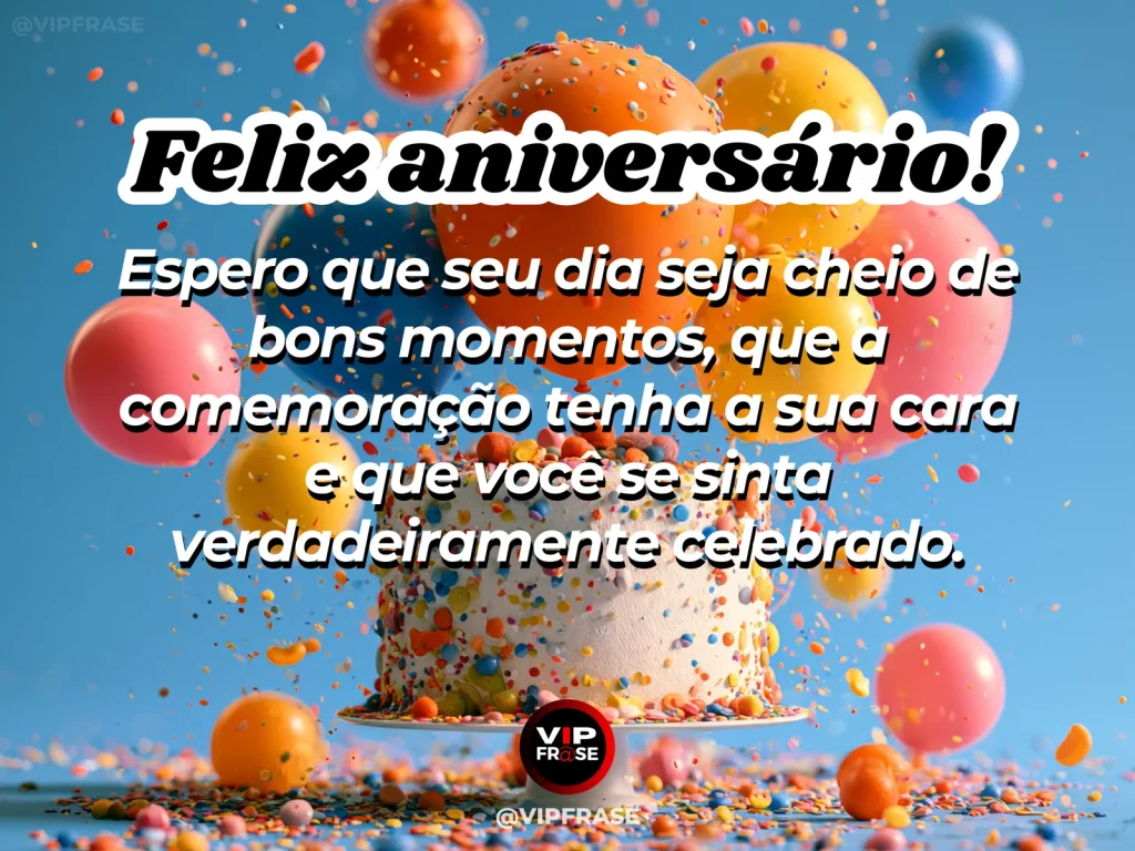 Mensagem de aniversário sobre alegria, com festa intimista.