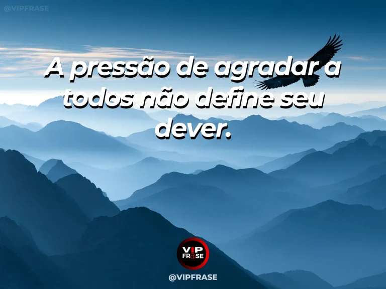 Mensagem de força sobre firmeza diante das expectativas, com águia imponente pousada acima de um vale montanhoso.
