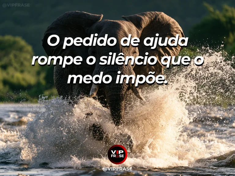 Arte com frase sobre coragem e a coragem de pedir ajuda, ilustrada por elephants together helping young calf across flowing river at sunrise.