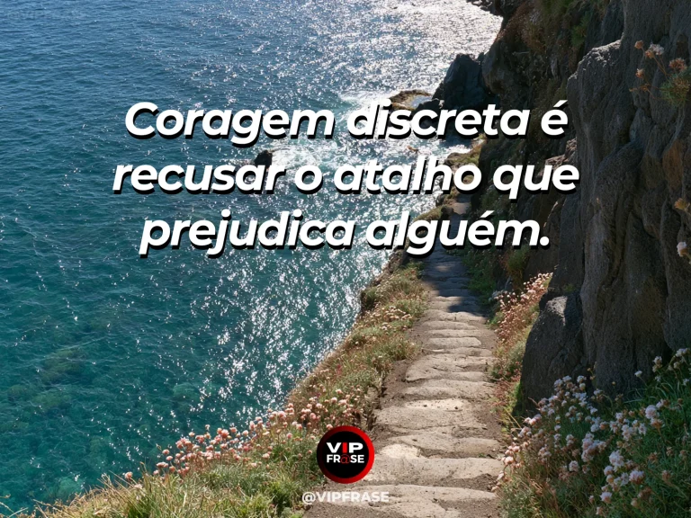 Arte com frase sobre coragem e a coragem de recusar atalhos, ilustrada por narrow winding mountain path beside a tempting dangerous shortcut across a canyon.
