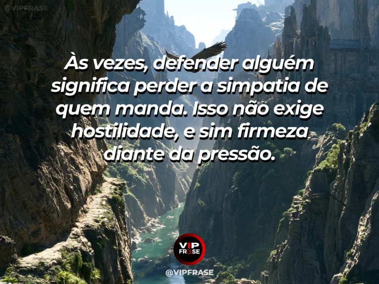 Arte com frase sobre coragem e defender alguem diante da autoridade, ilustrada por eagle holding position near immense rocky fortress at sunrise.