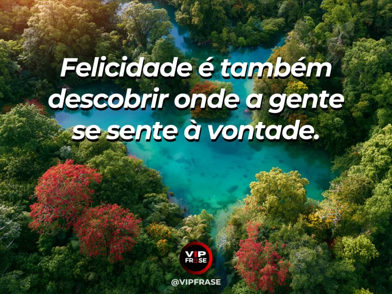 Frase sobre felicidade em cenário de peaceful flowering courtyard com cozy bench.