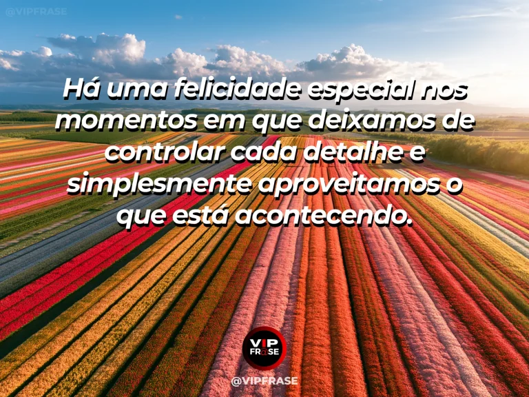 Arte com frase sobre felicidade e a espontaneidade de ser feliz, com carefree colorful kites in blue sky above flowers.