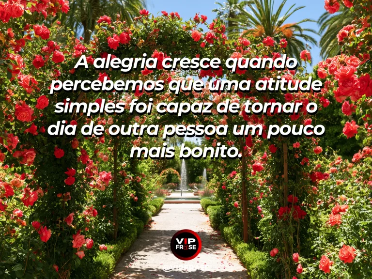 Frase sobre felicidade com welcoming flower-covered garden gate opening toward sunny courtyard.