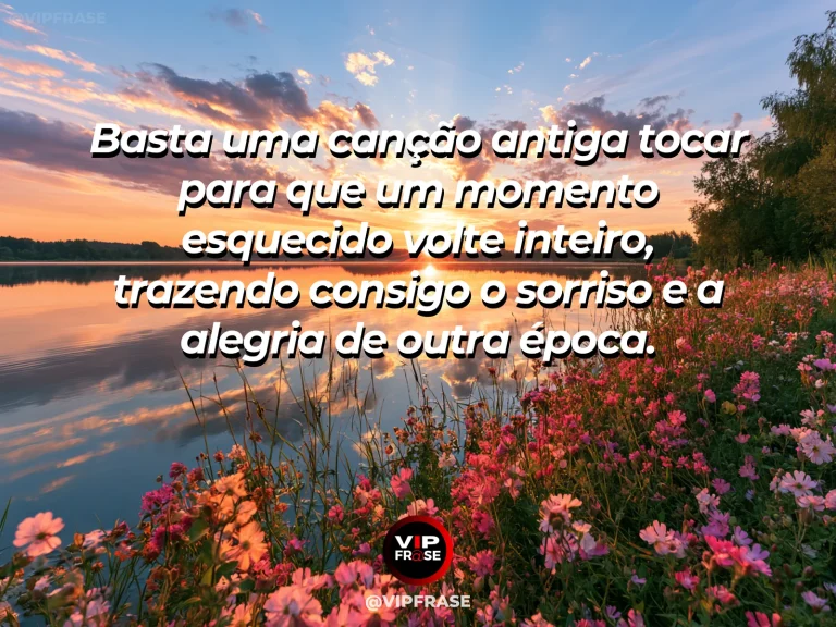 Frase sobre felicidade em cenário de nostalgic garden com old wooden bench and flowers.