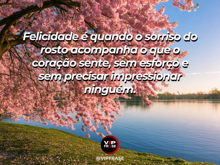 Arte com frase sobre felicidade e felicidade de alma inteira, com radiant flowering almond garden by a sparkling lake.