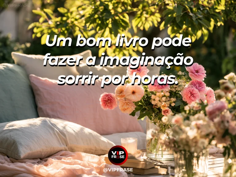 Frase sobre felicidade em cenário de open novel on flower filled window seat in sunlight.