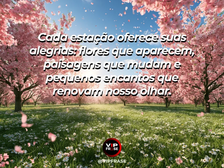 Frase sobre felicidade com colorful spring orchard with diverse flowering trees in golden light.