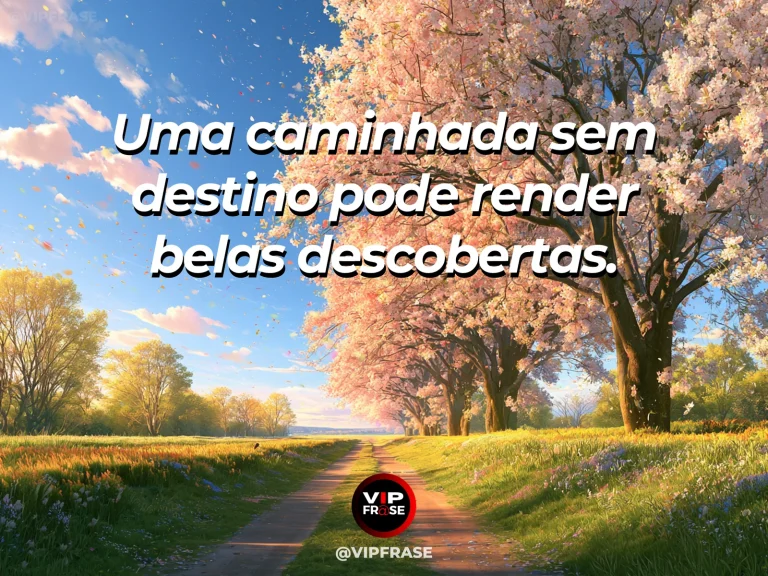 Frase sobre felicidade com winding flower-lined footpath across green hills.