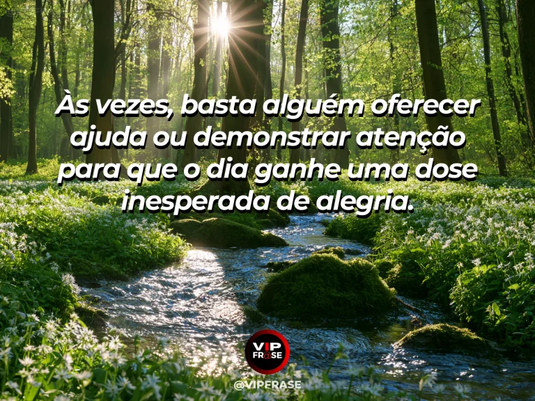 Frase sobre felicidade em cenário de open garden gate com warm light and welcoming colorful flowers.
