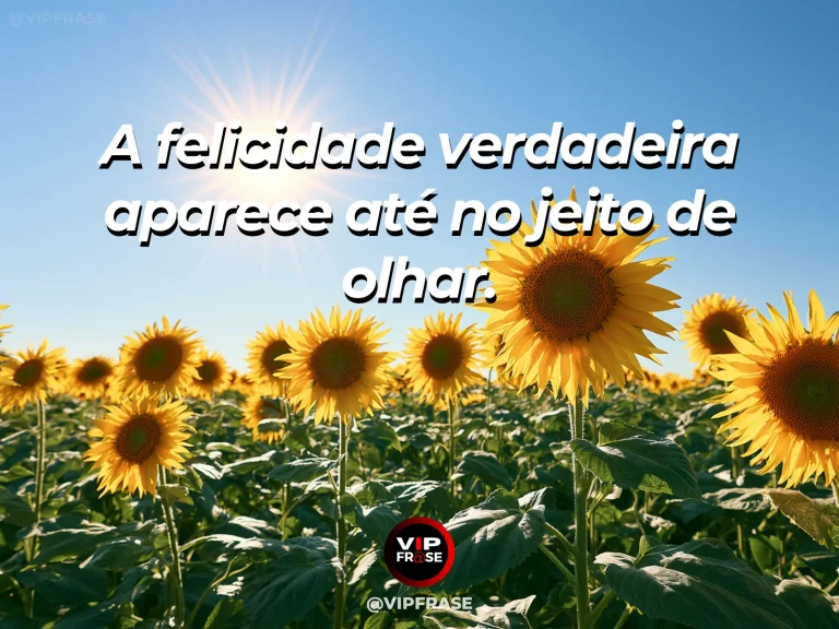 Arte com frase sobre felicidade e uma alegria que transborda, com bright yellow sunflowers swaying in summer light.