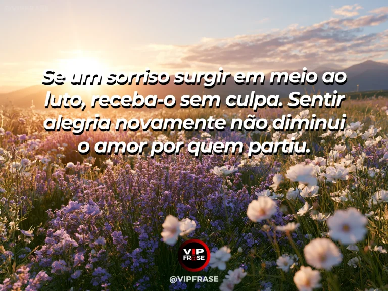 Frase de luto sobre felicidade, com flores sob sol.