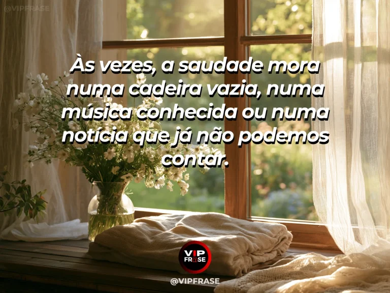 Frase de luto sobre saudade, com mesa com cadeira vazia.