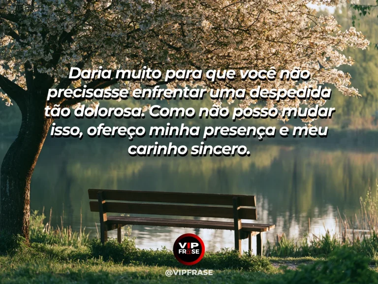 Frase de luto para enviar condolências, com banco entre rosas brancas.