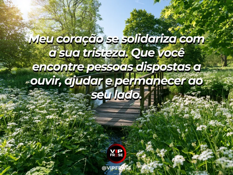 Frase de luto para confortar alguém, com passarela sobre um riacho sereno.