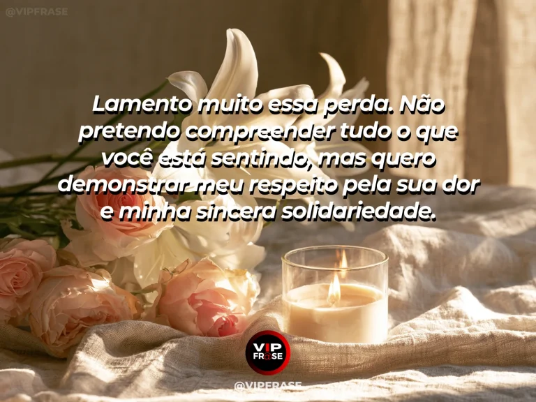 Frase de luto para enviar condolências, com gardênias brancas sobre linho.