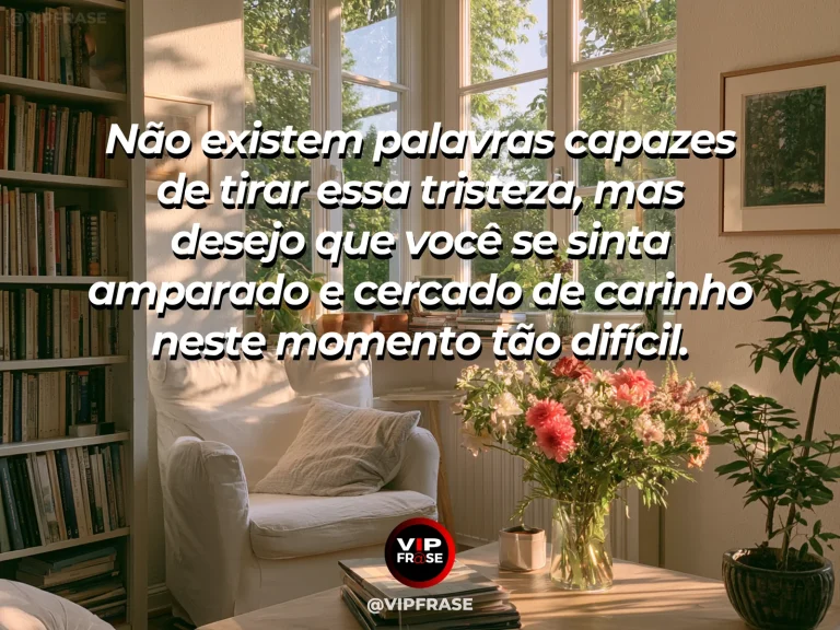 Frase de luto para confortar alguém, com poltrona acolhedora perto de janela.